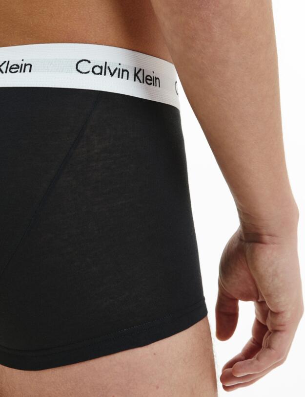 Calvin Klein Mens Cotton Stretch Three Pack Low Rise Trunks Black/White/GreyHeather 
