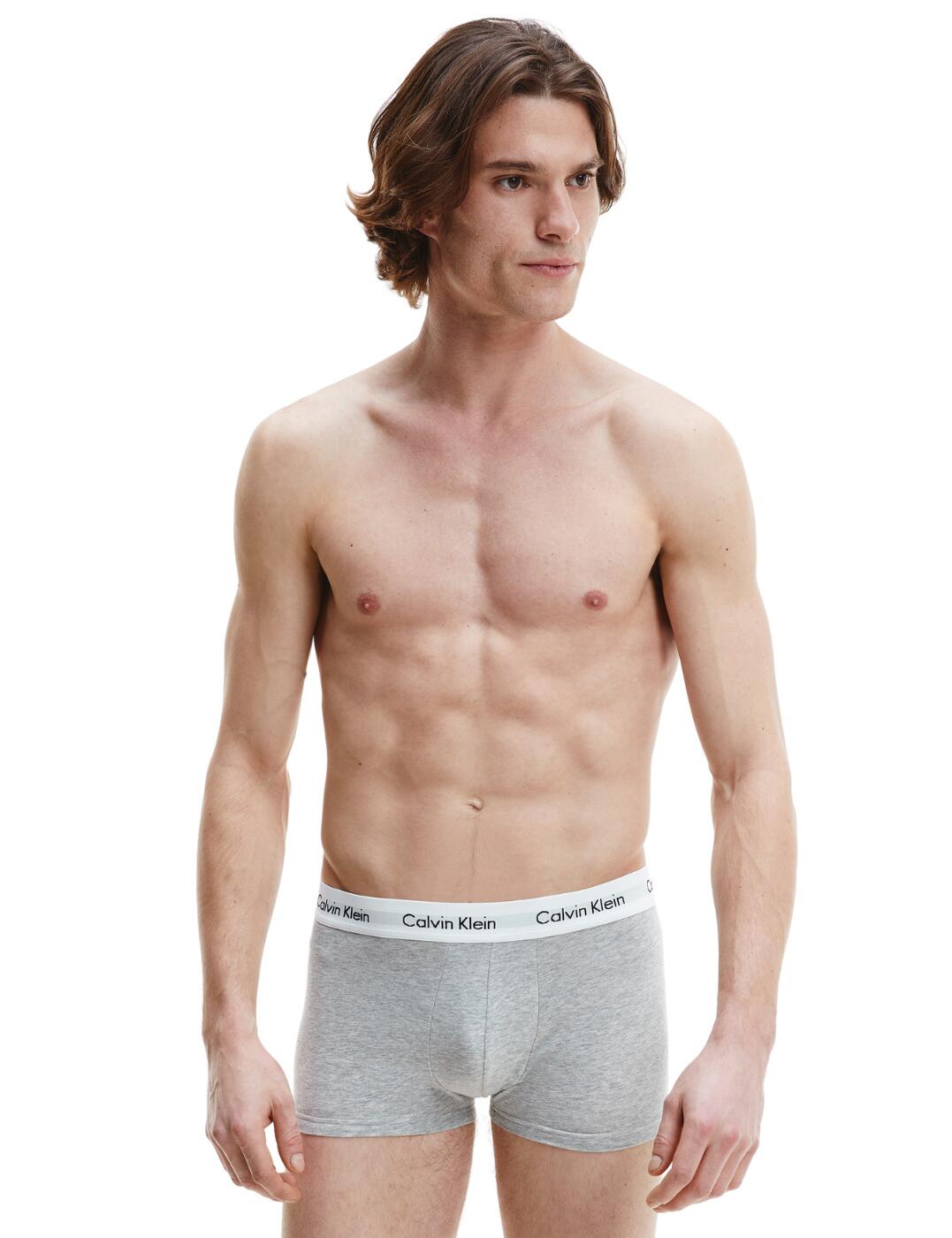 Calvin Klein Mens Cotton Stretch Three Pack Low Rise Trunks Grey Heather 