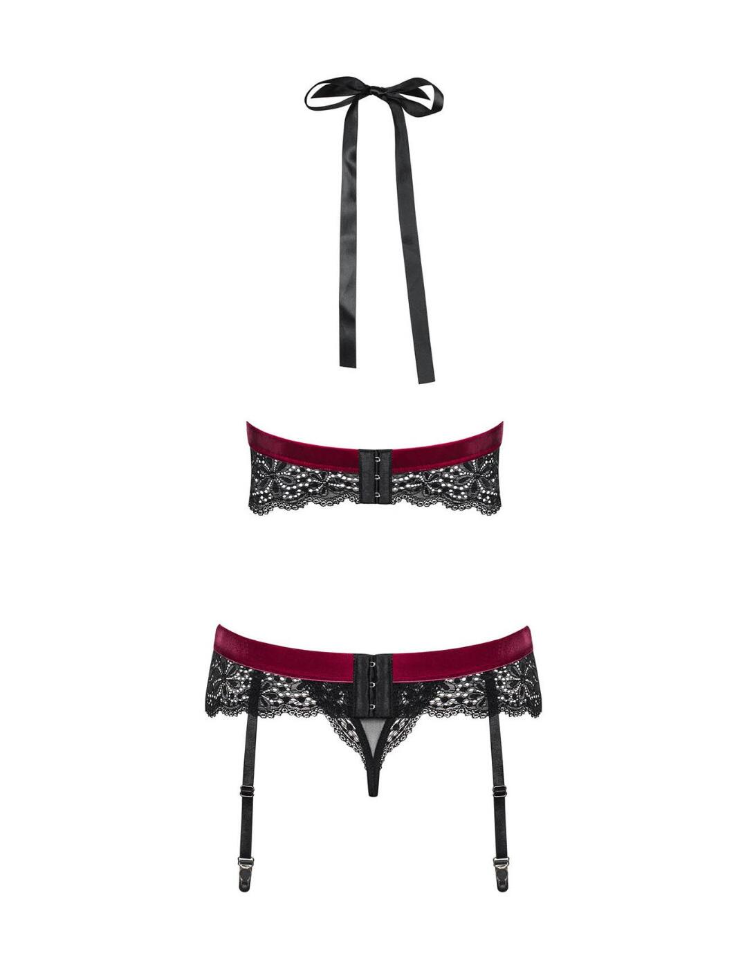 Sexy Lingerie Set Bra Thongs Garter Belt Lace Perspective