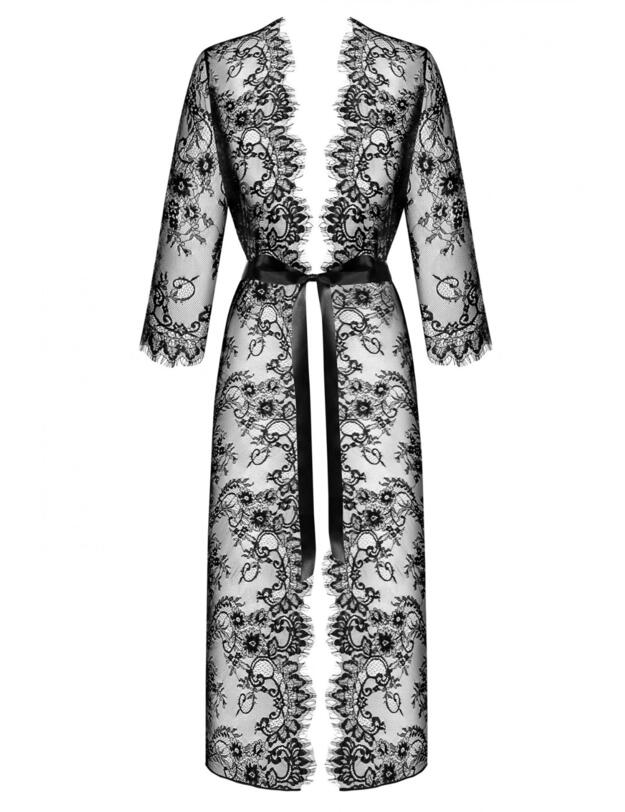 Obsessive Lashy Peignoir Robe Black