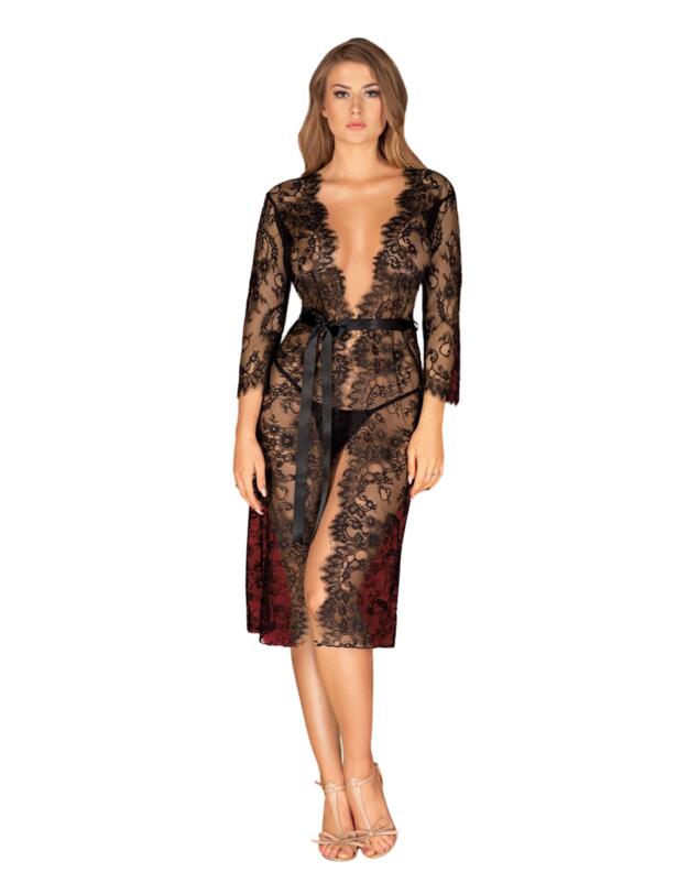 Obsessive Lashy Peignoir Robe Black