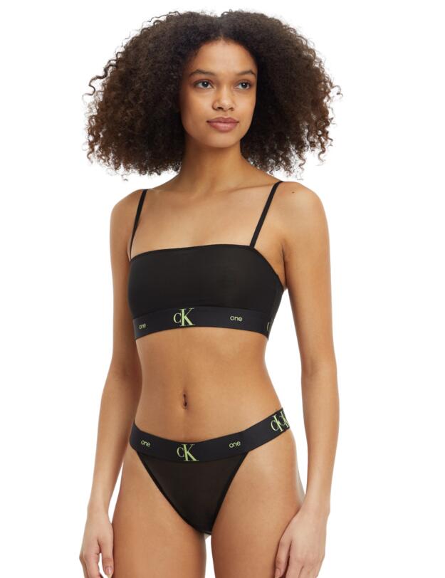 Calvin Klein CK One Mesh High Leg Tanga Brief Black