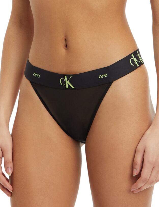 Calvin Klein CK One Mesh High Leg Tanga Brief Black