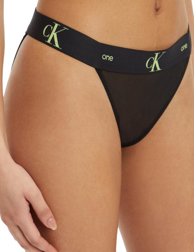 Calvin Klein CK One Mesh High Leg Tanga Brief Black