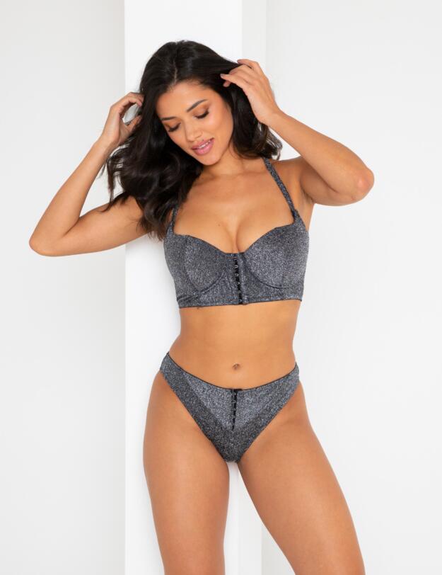 Pour Moi All That Glitters Brief Silver 