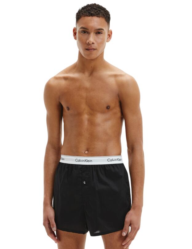 Calvin Klein Mens Modern Cotton Slim Boxers 2 Pack - Black