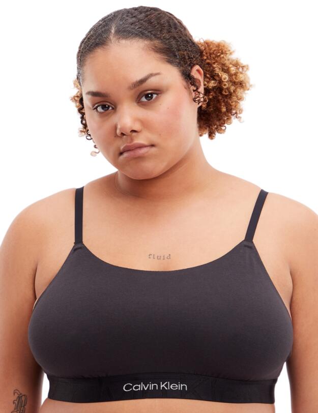 Calvin Klein Embossed Icon Cotton Unlined Bralette Black