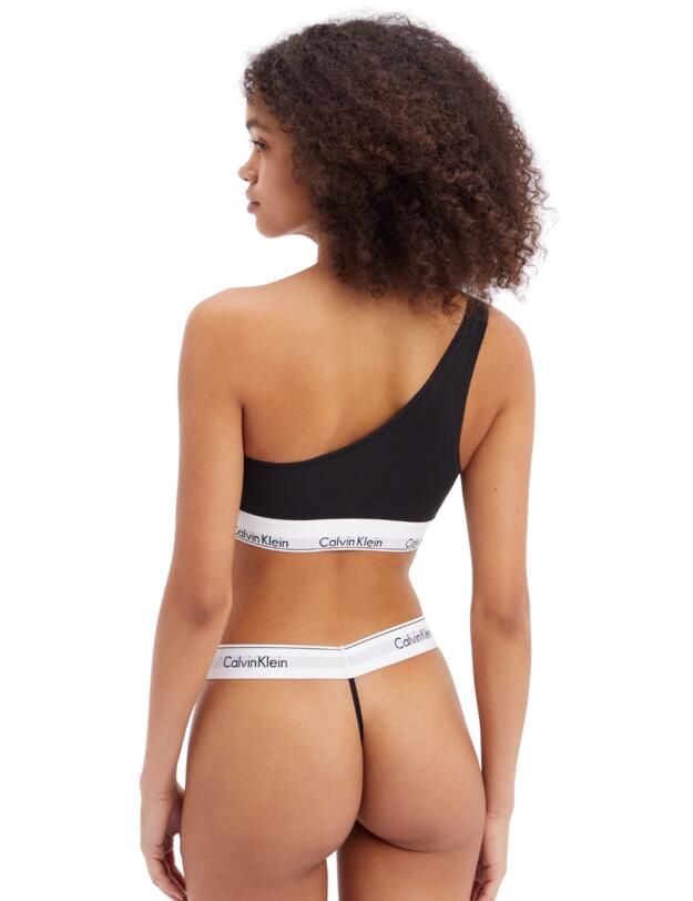 Calvin Klein Modern Cotton Unlined One Shoulder Bralette Black