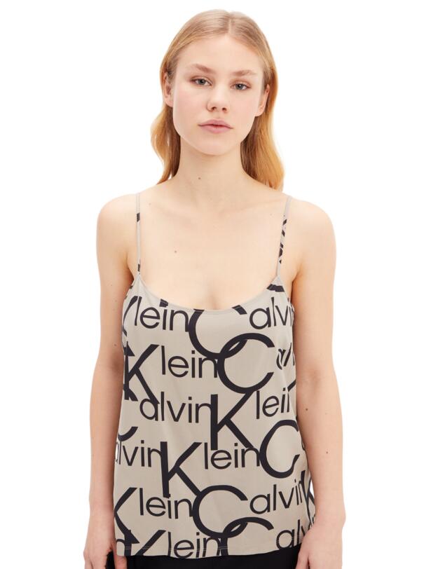 Calvin Klein Pyjama Camisole Large Black Logo/Winter Linen