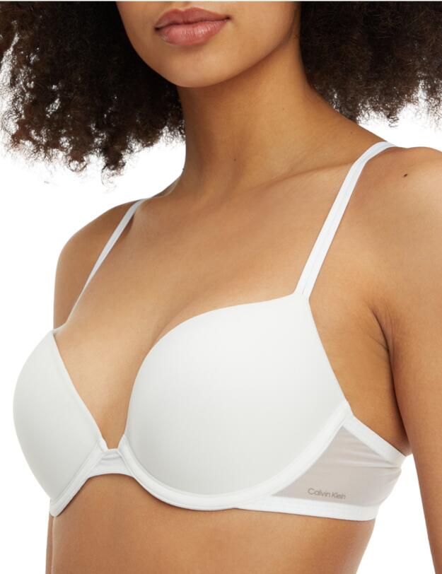 Calvin Klein Sheer Marquisette Push Up Plunge Bra White