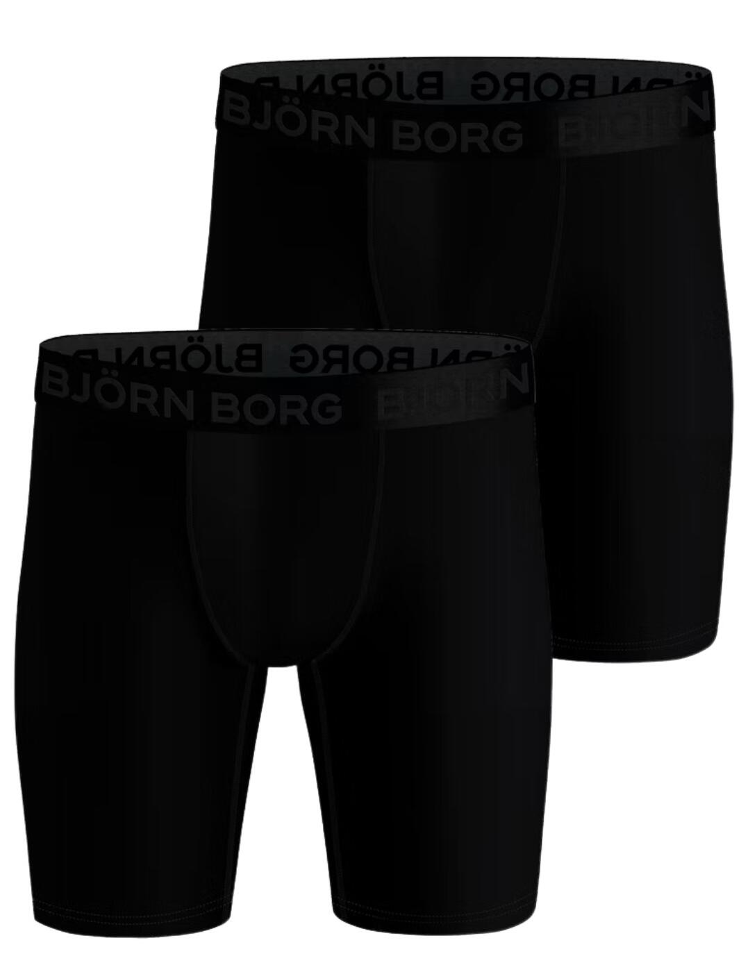 Bjorn Borg Performance Long Leg Boxer 2 Pack Black