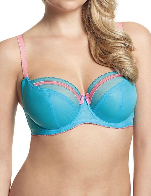 7351 Cleo Lily Balcony Bra  - 7351 Aqua/Pink