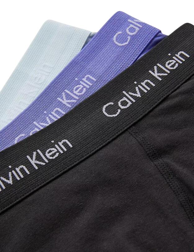Calvin Klein Mens Cotton Stretch Trunk 3 Pack Zero Below/Dark Lavender/Black