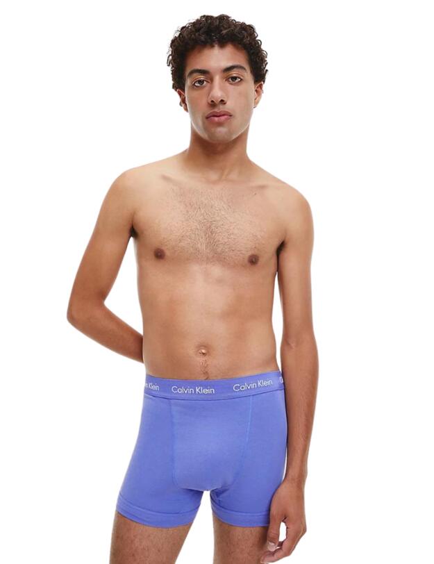 Calvin Klein Mens Cotton Stretch Trunk 3 Pack Zero Below/Dark Lavender/Black