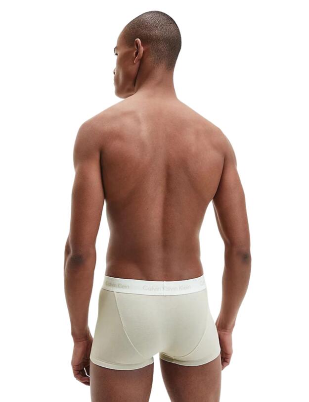 Calvin Klein Mens Cotton Stretch Low Rise Trunk 3 Pack Ocean Storm/Lime/Blue