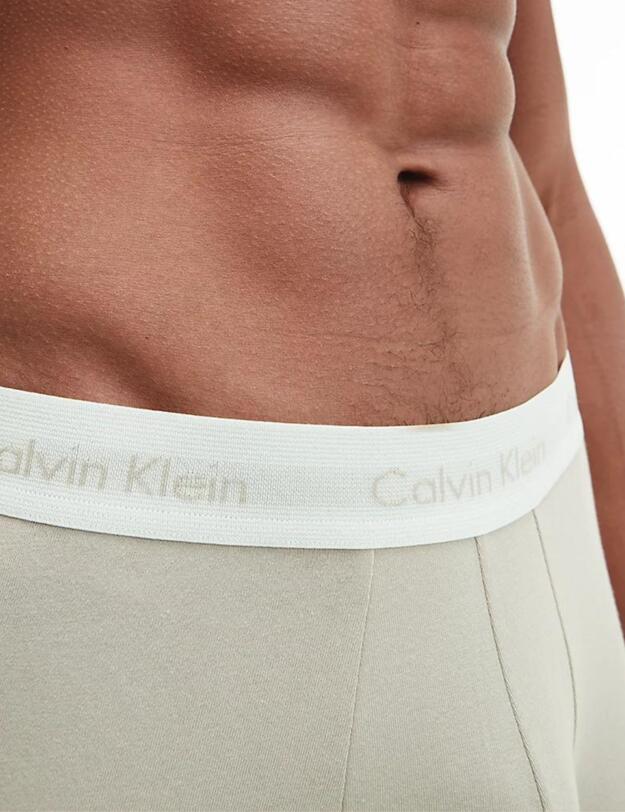 Calvin Klein Mens Cotton Stretch Low Rise Trunk 3 Pack Ocean Storm/Lime/Blue