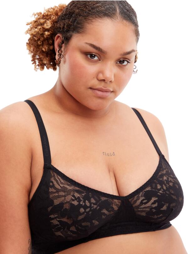 Calvin Klein Ultra-Soft Lace Unlined Bralette Black