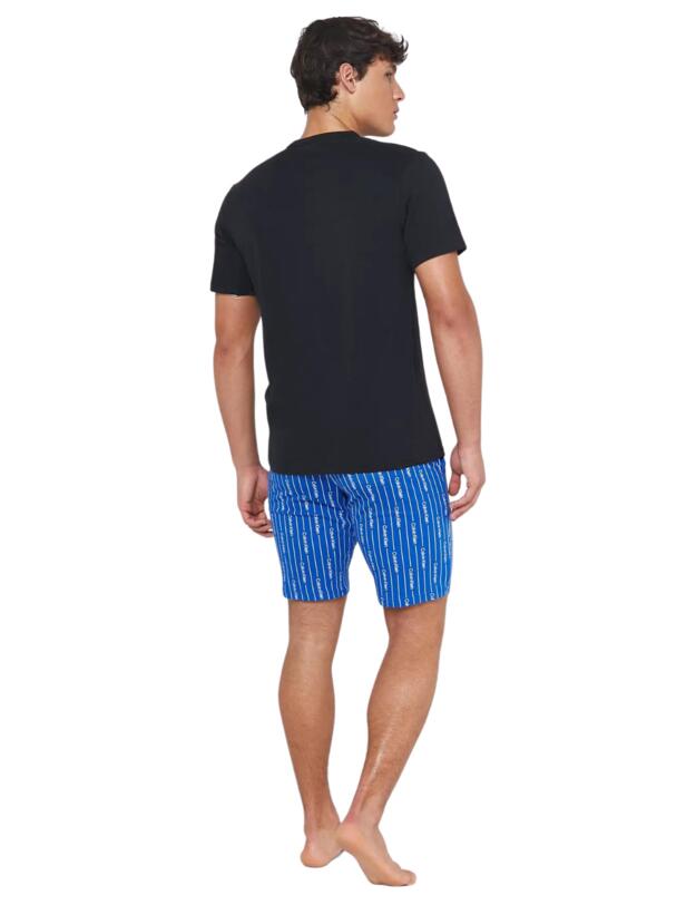 Calvin Klein Modern Structure Short Pyjama Set Black Top/Logo Stripe Bottom