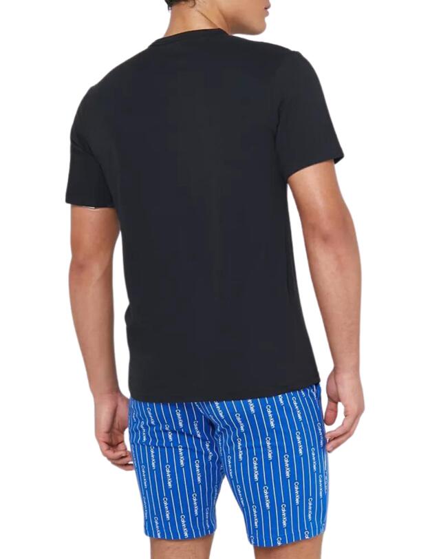 Calvin Klein Modern Structure Short Pyjama Set Black Top/Logo Stripe Bottom