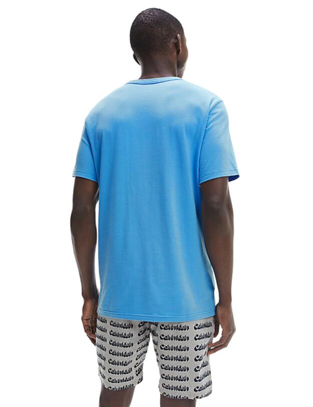 Calvin Klein Modern Structure Short Pyjama Set Blue Top/Shadow Print Bottom