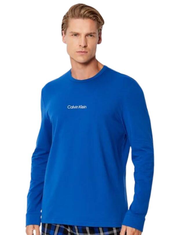 Calvin Klein Modern Structure Long Pyjama Set Blue Top/Structure Field Bottom