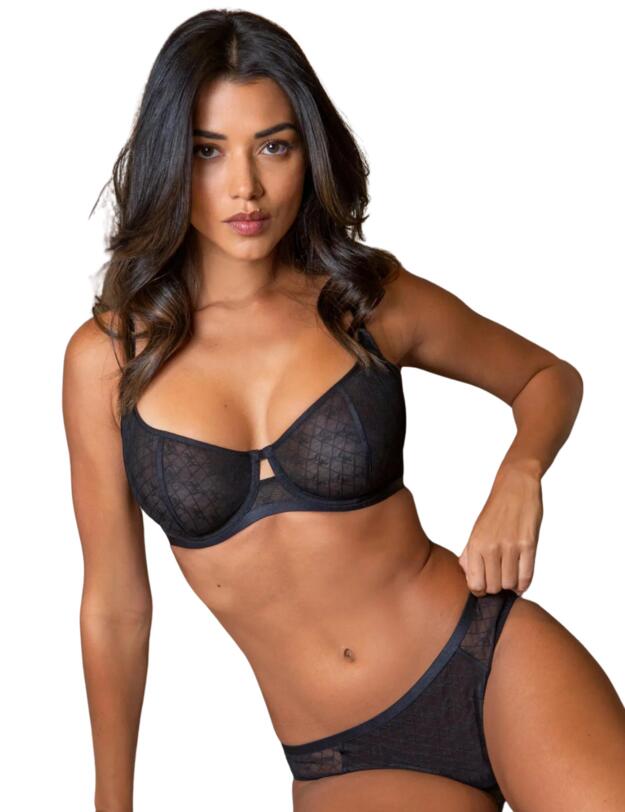 Pour Moi Logo Mania Underwired Bra Black