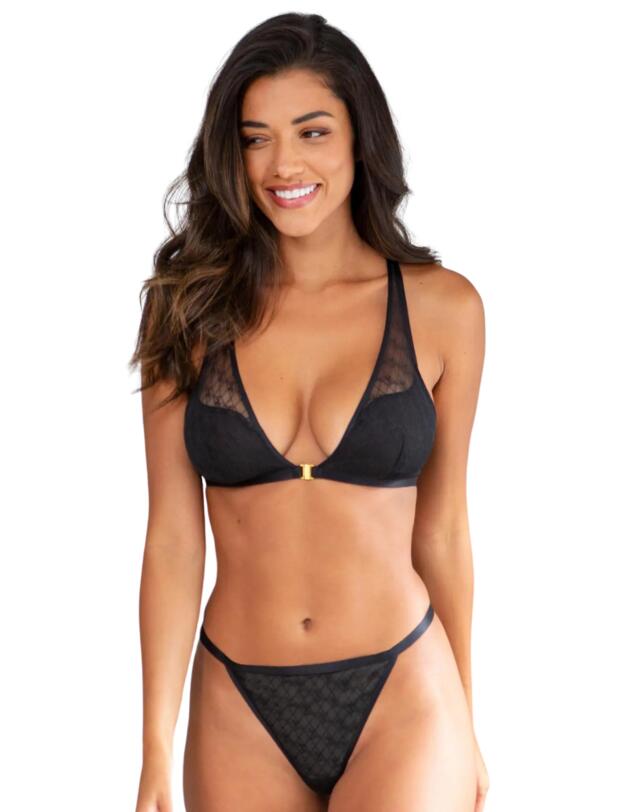 Pour Moi Logo Mania Thong Black