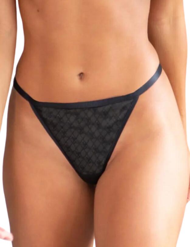 Pour Moi Logo Mania Thong Black
