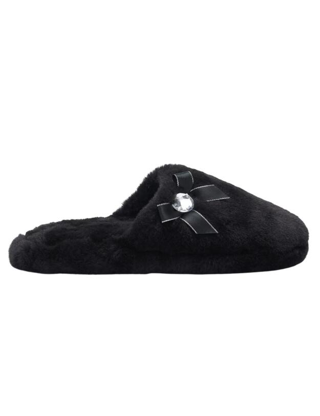 Pour Moi Diamante Trim Slippers Black