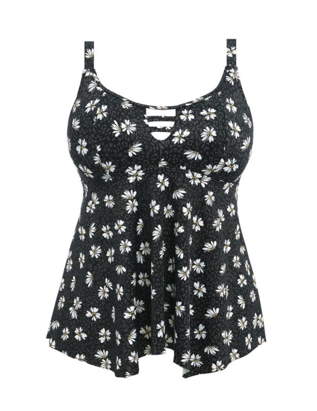 Elomi Plain Sailing Moulded Tankini Top Black Daisy 