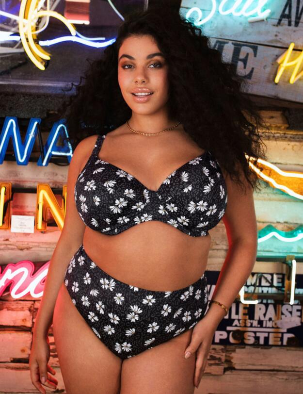 Elomi Plain Sailing Bikini Brief Black Daisy 
