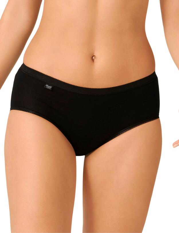 Sloggi Basic Midi Brief 3 Pack Black White Nude