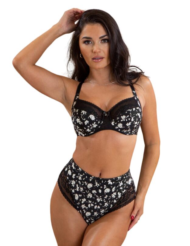 Pour Moi Aura Side Support Bra Black Floral