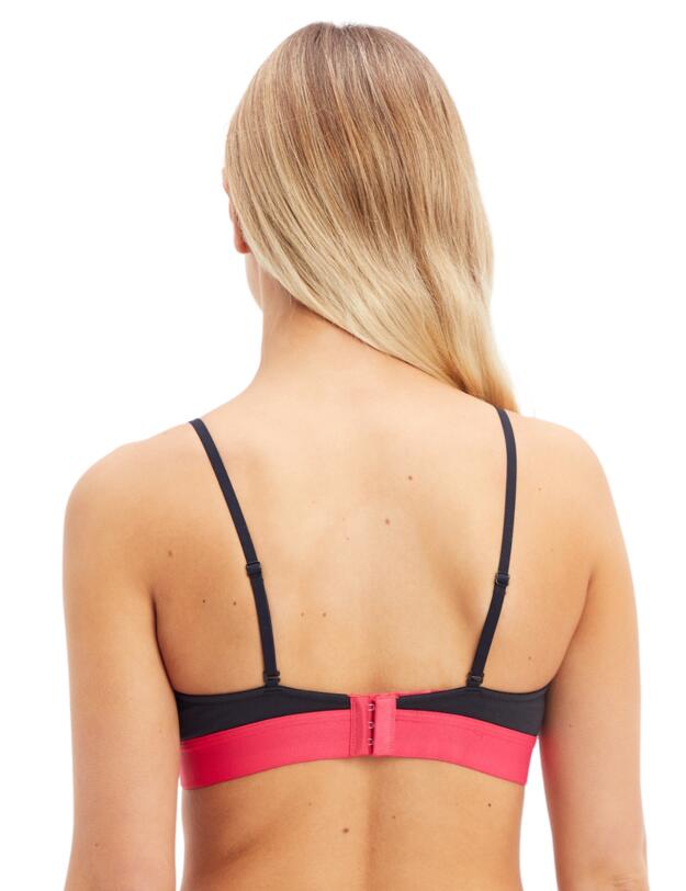  Calvin Klein Embossed Icon Cotton Lightly Lined Triangle Bra Black with Pink Splender