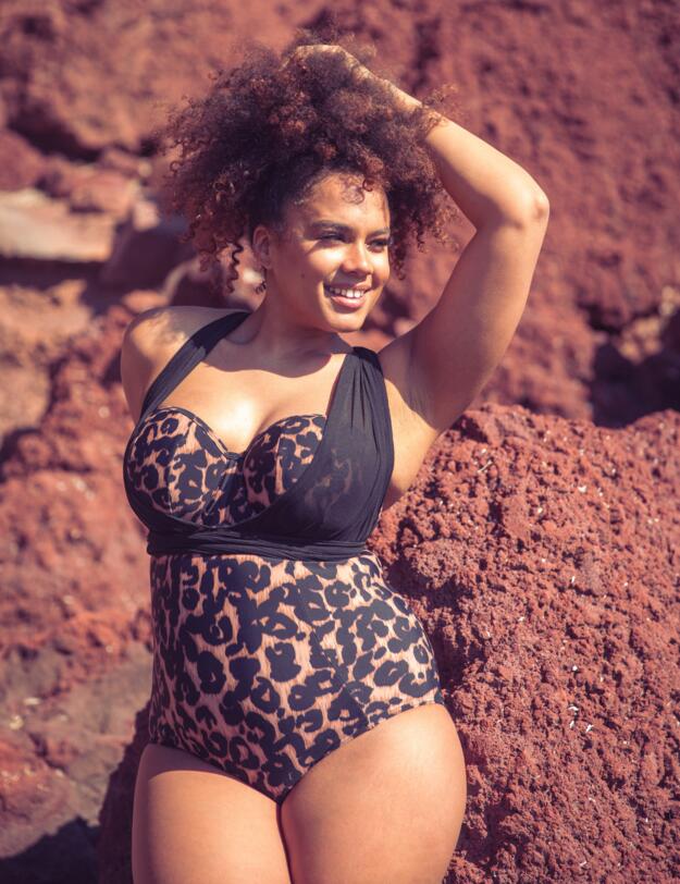Curvy Kate Wrapsody Bandeau Swimsuit Leopard Print