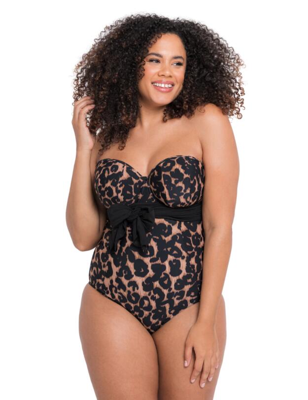 Curvy Kate Wrapsody Bandeau Swimsuit Leopard Print