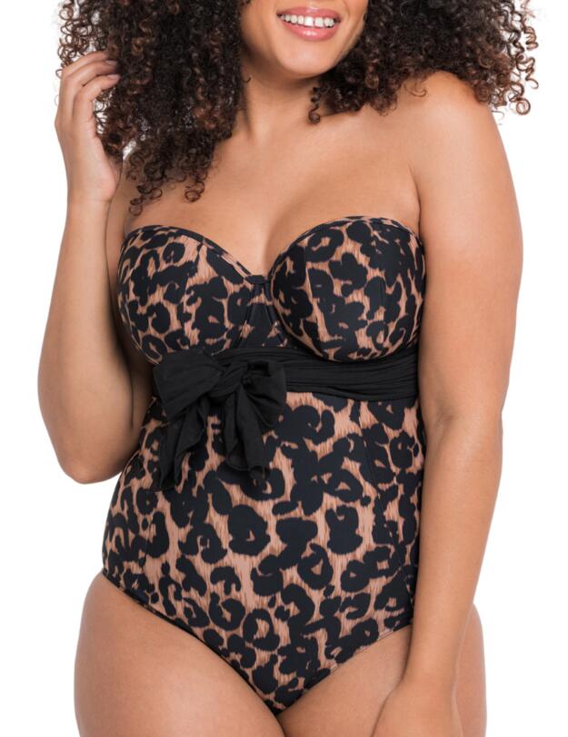 Curvy Kate Wrapsody Bandeau Swimsuit Leopard Print