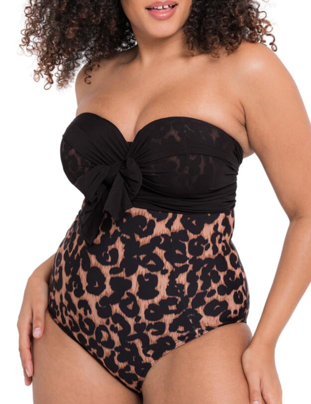 Curvy Kate Wrapsody Bandeau Swimsuit Leopard Print