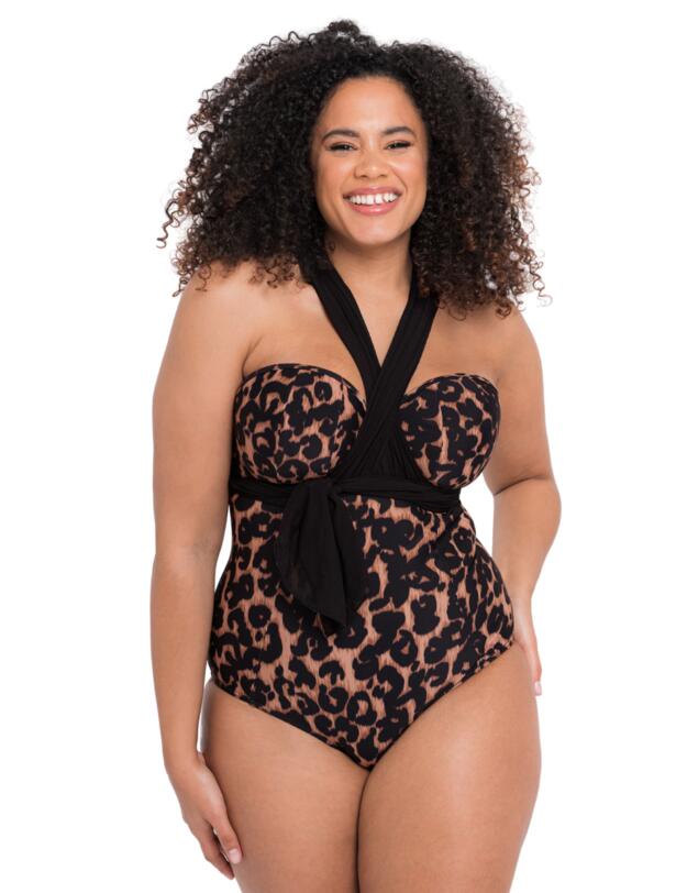 Curvy Kate Wrapsody Bandeau Swimsuit Leopard Print