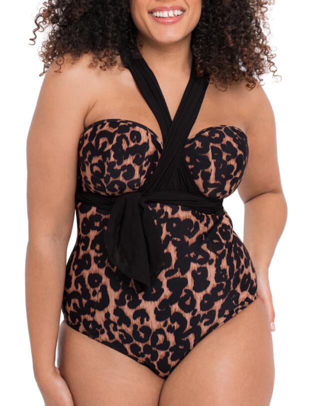 Curvy Kate Wrapsody Bandeau Swimsuit Leopard Print