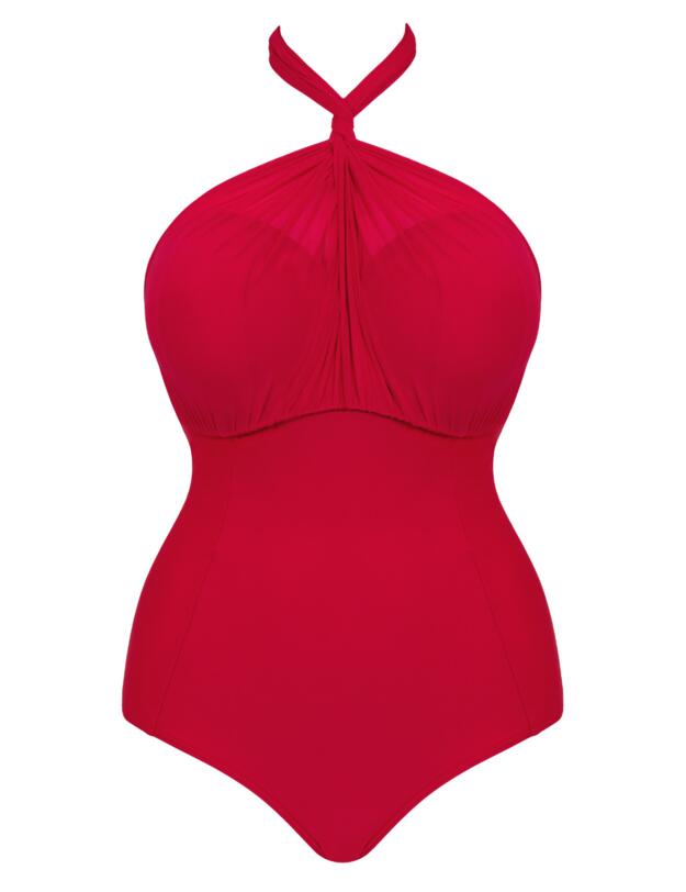 Curvy Kate Wrapsody Bandeau Swimsuit Red