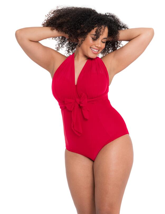 Curvy Kate Wrapsody Bandeau Swimsuit Red