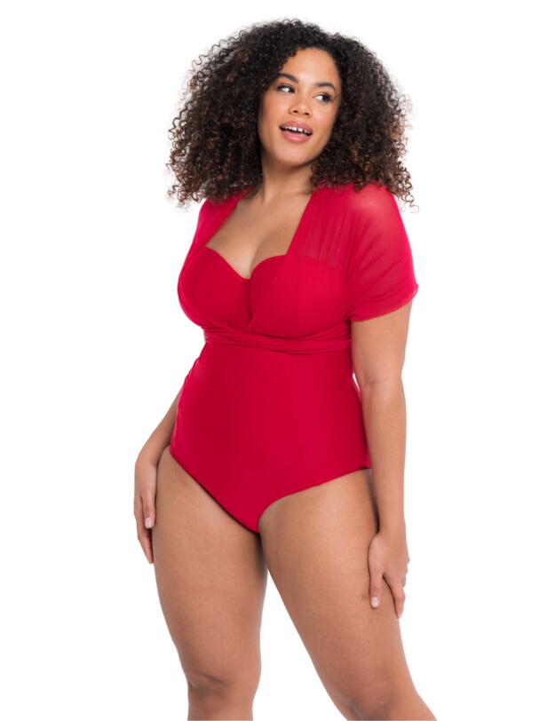 Curvy Kate Wrapsody Bandeau Swimsuit Red
