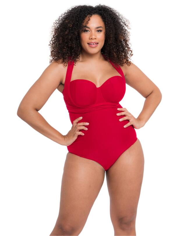 Curvy Kate Wrapsody Bandeau Swimsuit Red