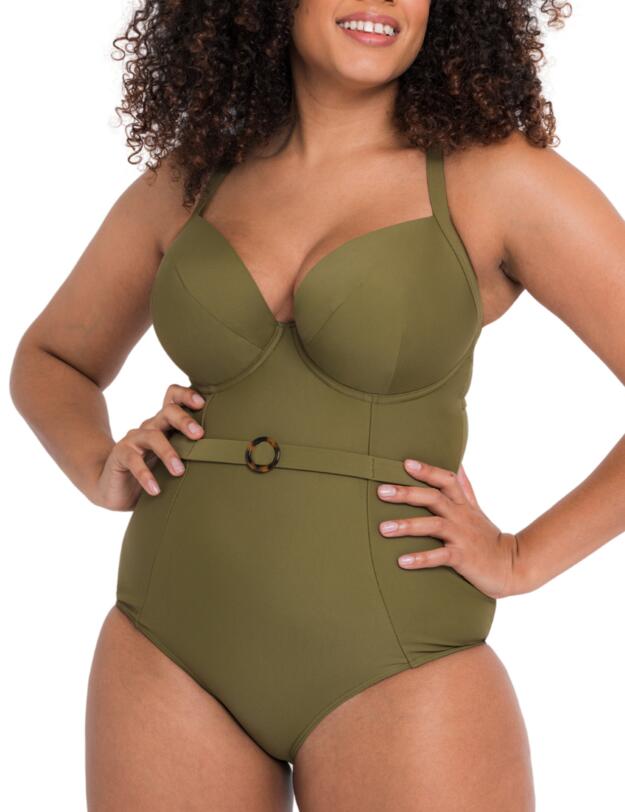 Curvy Kate Retro Sun Halterneck Swimsuit Olive
