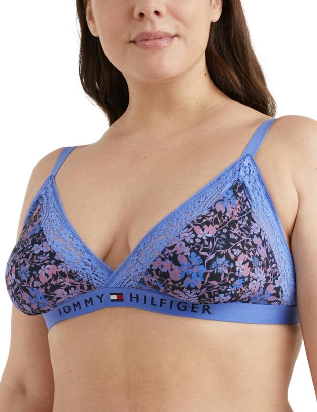 Tommy Hilfiger Tommy Original Lace Triangle Bra Iris Blue Wildflowers