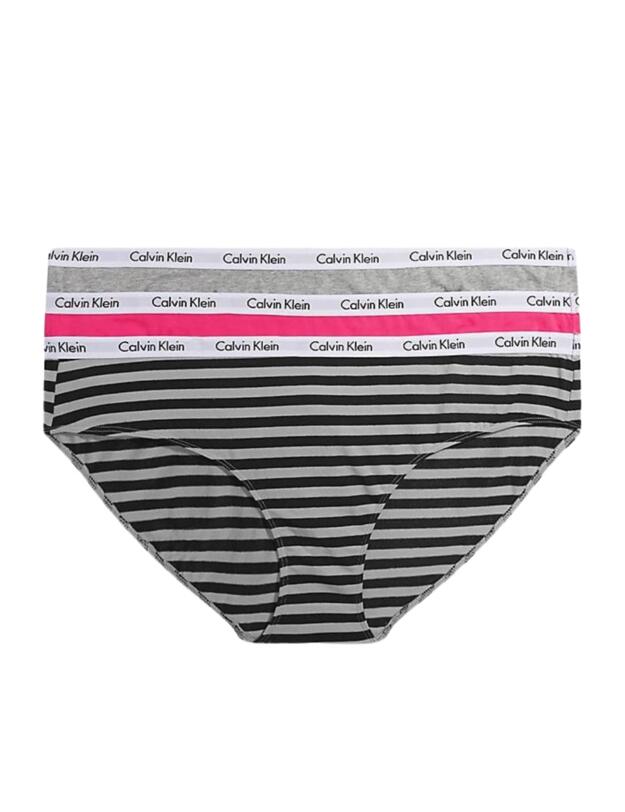  Calvin Klein Carousel 3 Pack Briefs Pink/Grey/Rainer Stripe Silver