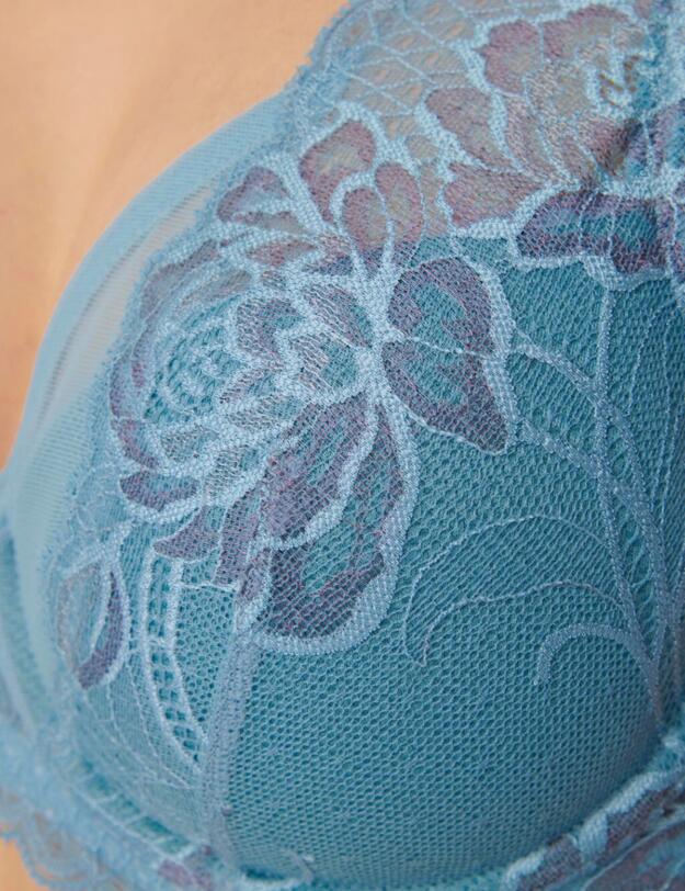 Triumph Wild Peony Florale Padded Bra Blue Lake
