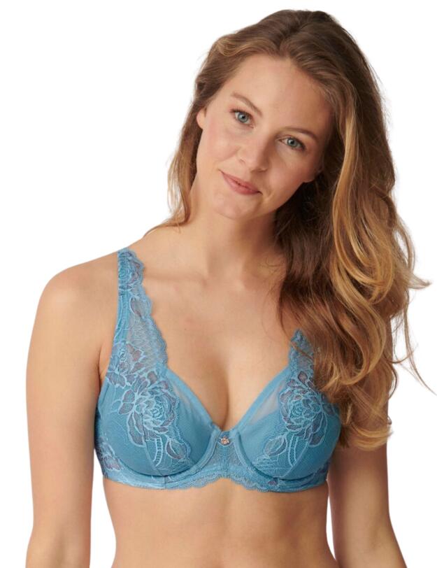 Triumph Wild Peony Florale Padded Bra Blue Lake
