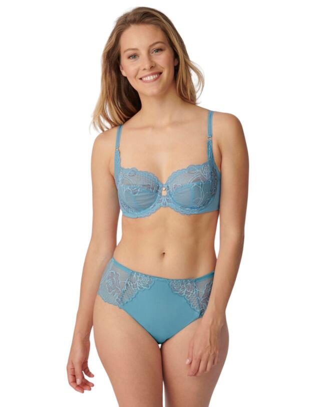 Triumph Wild Peony Florale Underwired Bra Blue Lake 